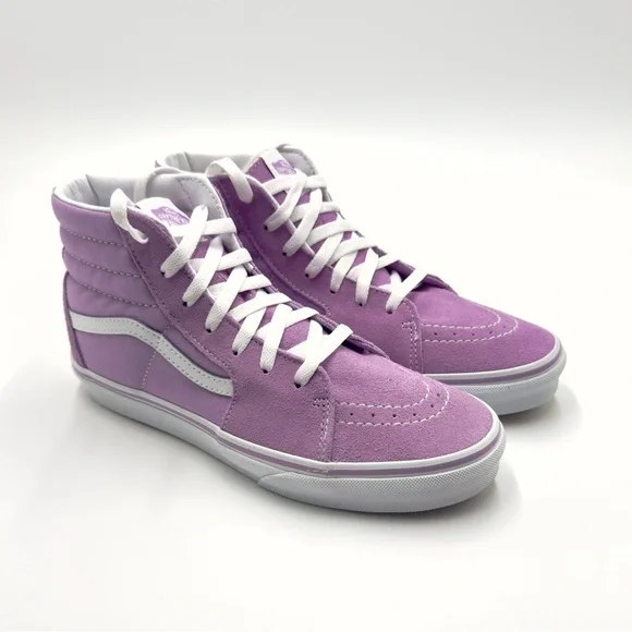 VANS Sk8-Hi Canvas & Suede Lupine & True White Womens 8, Junior 6.5 Sneakers - Picture 2 of 9